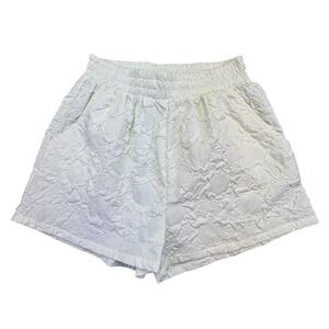 Love J Shorts Women's Medium White Textured Elastic Waist Office Casual Business